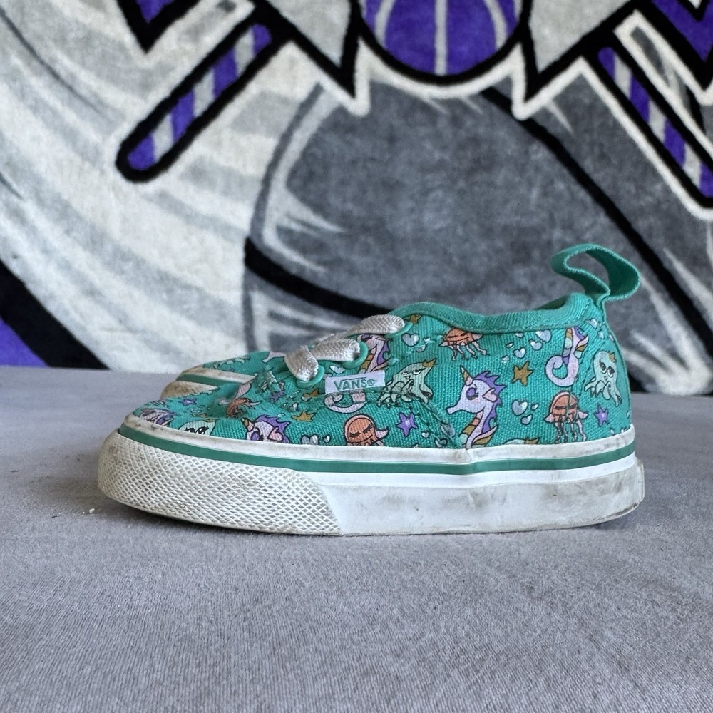 Size 4c - Vans Sea party shoes Youth Green Fish